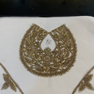 Dabka/Zardozi Cut work Neck with sleeves Handmade.