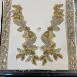 Premium Zari Embroidered Neck & Sleeves Set