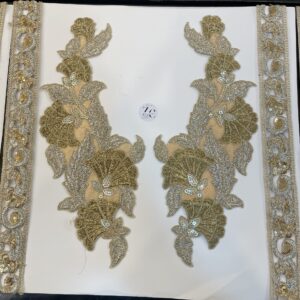 Premium Zari Embroidered Neck & Sleeves Set