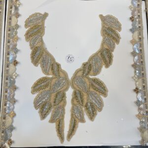 Premium Zari Embroidered Neck & Sleeves Set