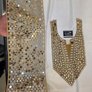 Handmade Mirror Neck with 1 Meter Big size Mirror work lace