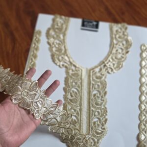 Zari work Neck with sleeves and lace 1.5 Meters.