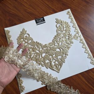 Zari work Neck with slvees & Lace 1.5 Meter