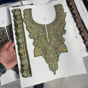 Tilla Neck with 4.5 Meter Lace ( Green Golden )
