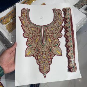 Tilla Neck with 4.5 Meter Lace ( Maroon Golden )