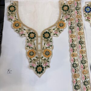 Floral Cut Dana Neck with Sleeves.