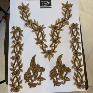 Premium Cut work Zardosi Neck with 2 Sleeves & 2 patches.