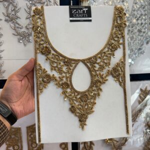Handmade Cut work Dabka Neck with Sleeves.