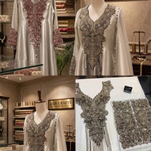 PRE-ORDER "ANARKALI DABKA NECK WITH SLEEVES". (Handmade)