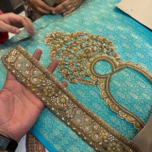 Premium Cut Dana work Neck with Heavy 1 meter lace.