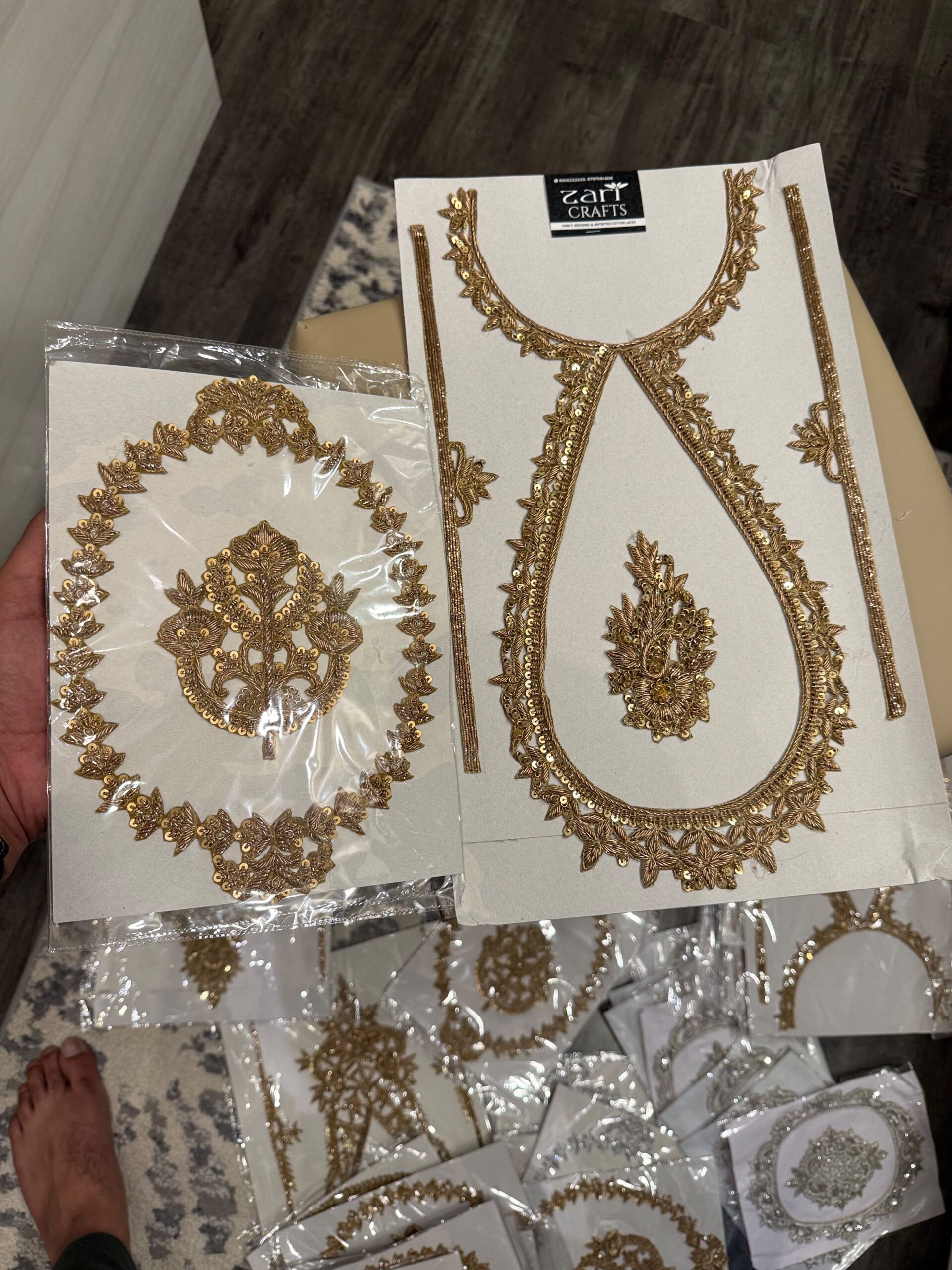 Combo Set of Handwork Neck , Sleeves & Patch.