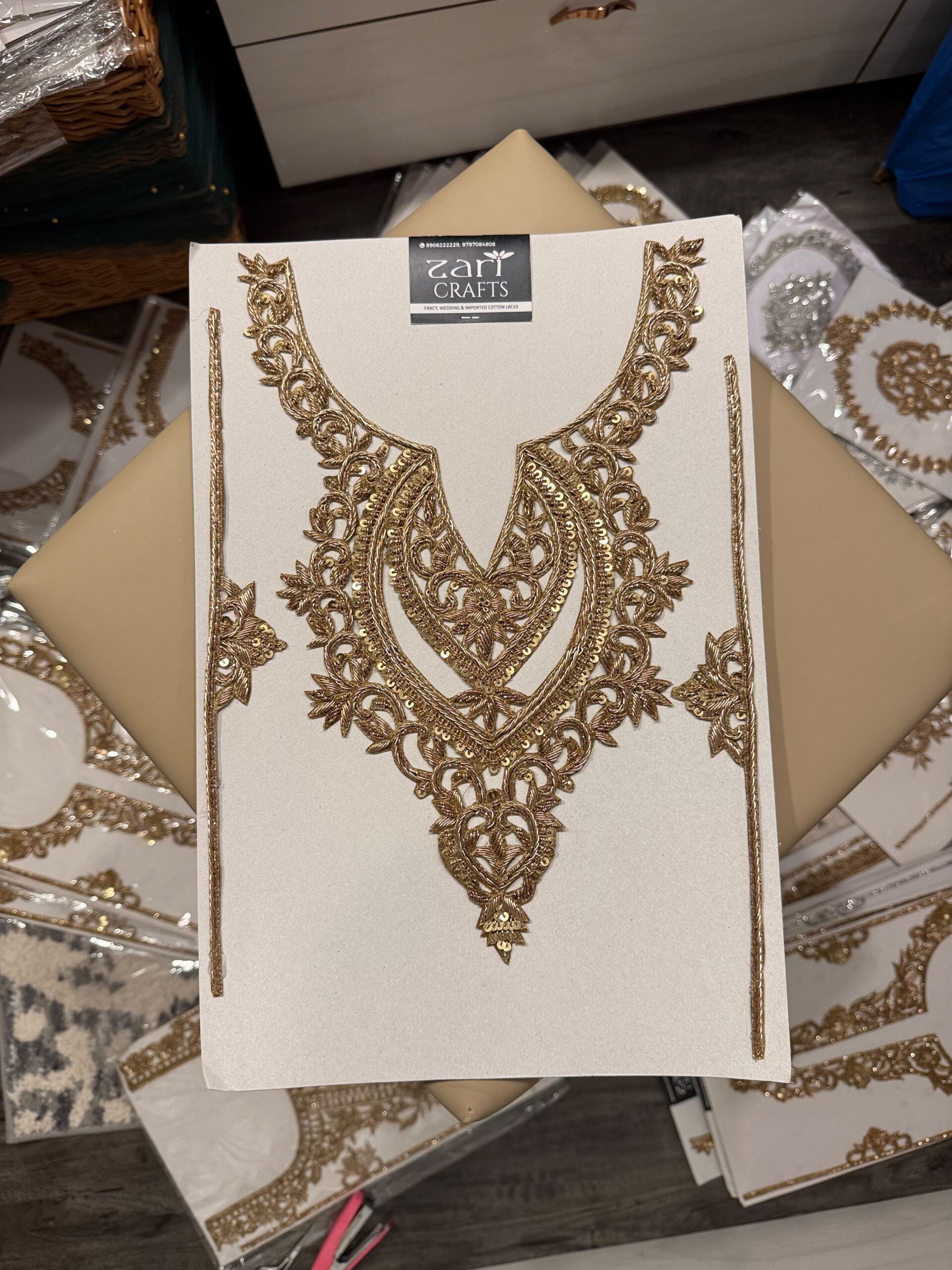 Bridal Work Dabka Neck with Sleeves. - Image 2