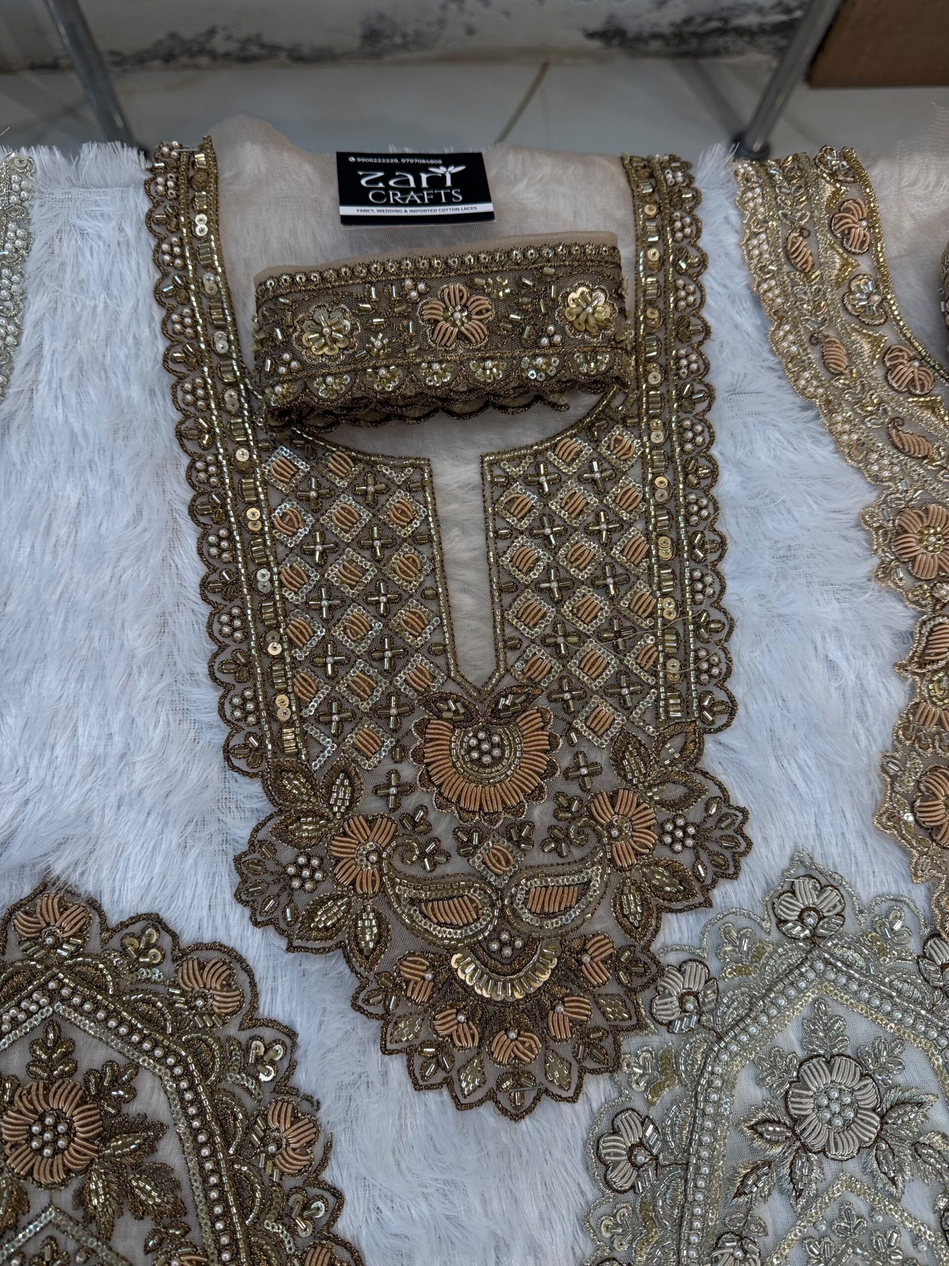 Zardosi Necks with Matching 1 meter Lace included.