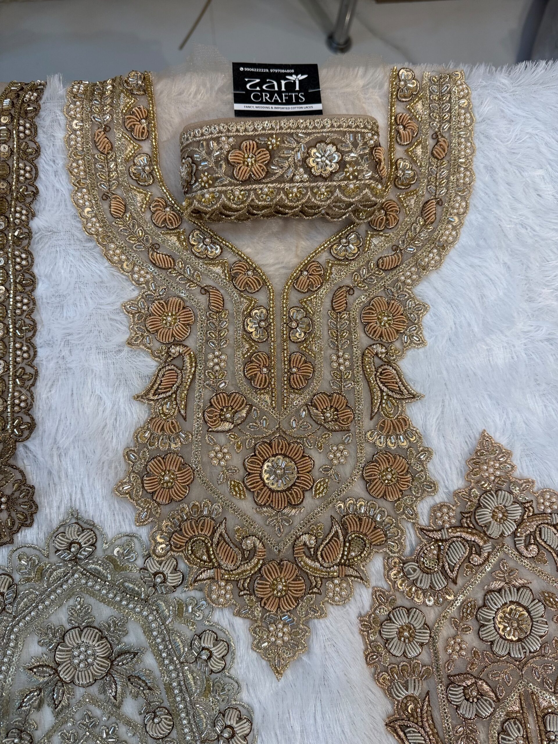 Zardosi Neck with Matching 1 meter Lace included.