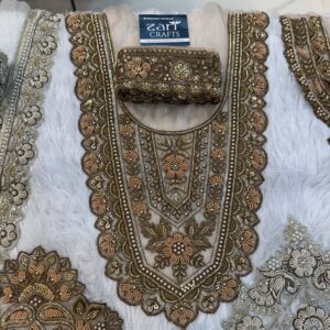 Zardosi Neck with Matching 1 meter Lace included. (Antique Gold)
