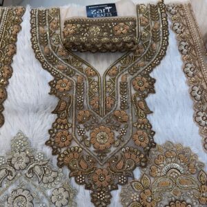 Zardosi Neck with Matching 1 meter Lace included. (Antique Gold)