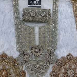 Zardosi Neck with Matching 1 meter Lace included. (Silver)