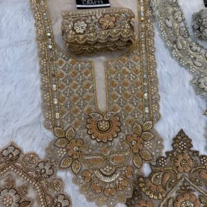 Zardosi Neck with Matching 1 meter Lace included. (Rose Gold)